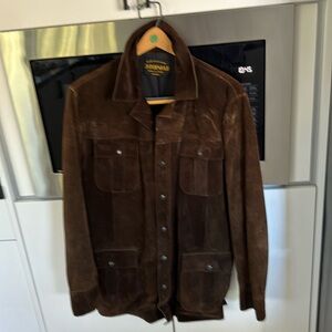 Men’s brown suede long jacket